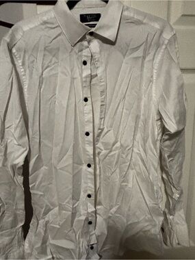 Original Penguin White Dress Shirt with Dark Buttons